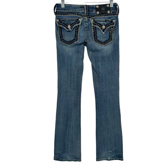 Vintage y2k Women's Low Rise Miss Me Blue Denim Bootcut Jeans Sz 26 JP5014-6 - Picture 5 of 9